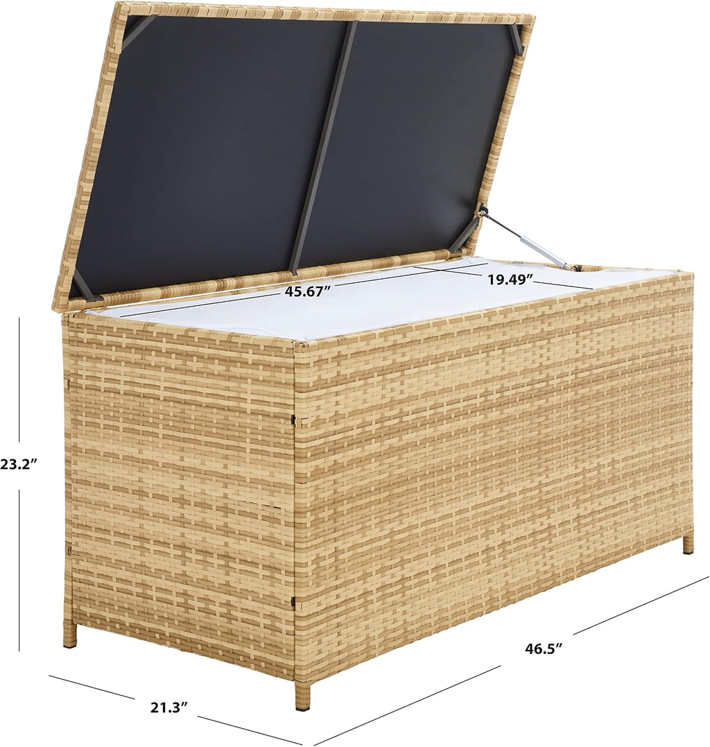 SAFAVIEH Outdoor Collection Oliveira Natural/White Cushion Box