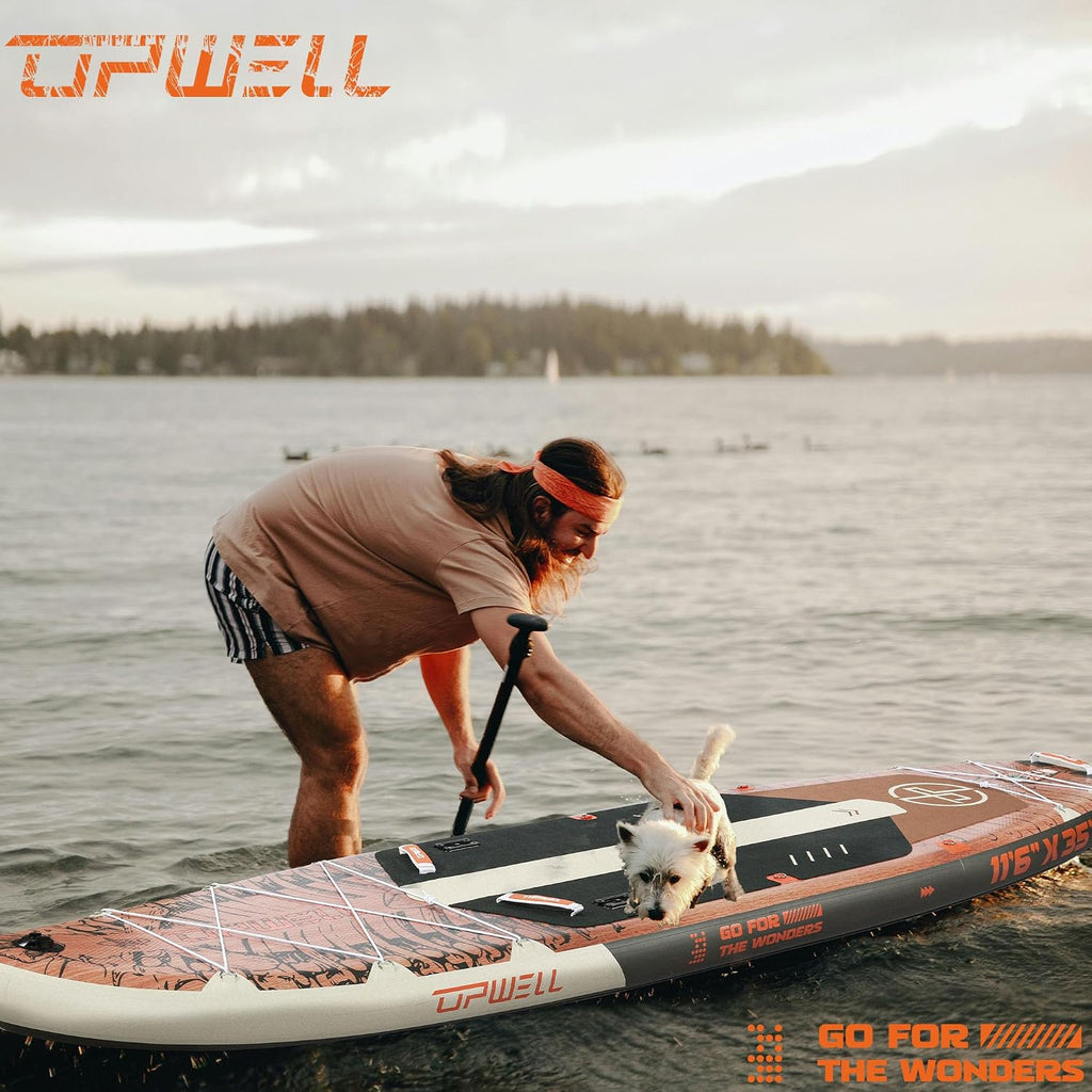 UPWELL 10'6'/11'/11'6' Inflatable Paddle Board, Stand Up Paddlboard for Youth & Adults, Stable Design, Premium SUP Accessories, Backpack, Leash, Hand Pump, Fins