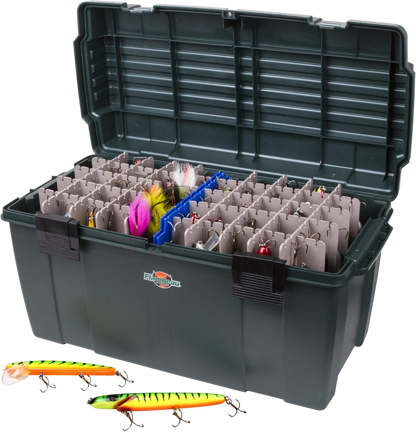 Flambeau Outdoors 6127ZR Maximizer Large Lure Storage Box with Zerust Anti-Corrosion Technology, [1] Dry Box, Deep Green