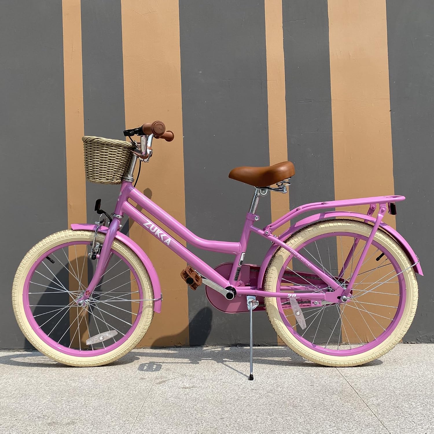 WEEROCK Girls Bike 20/24 Inch Kid Bicycle for 7 + Years Old, 20' 24' Bikes with Front Basket and Rear Rack, V and Coaster Brake for Children, Student Multiple Colors