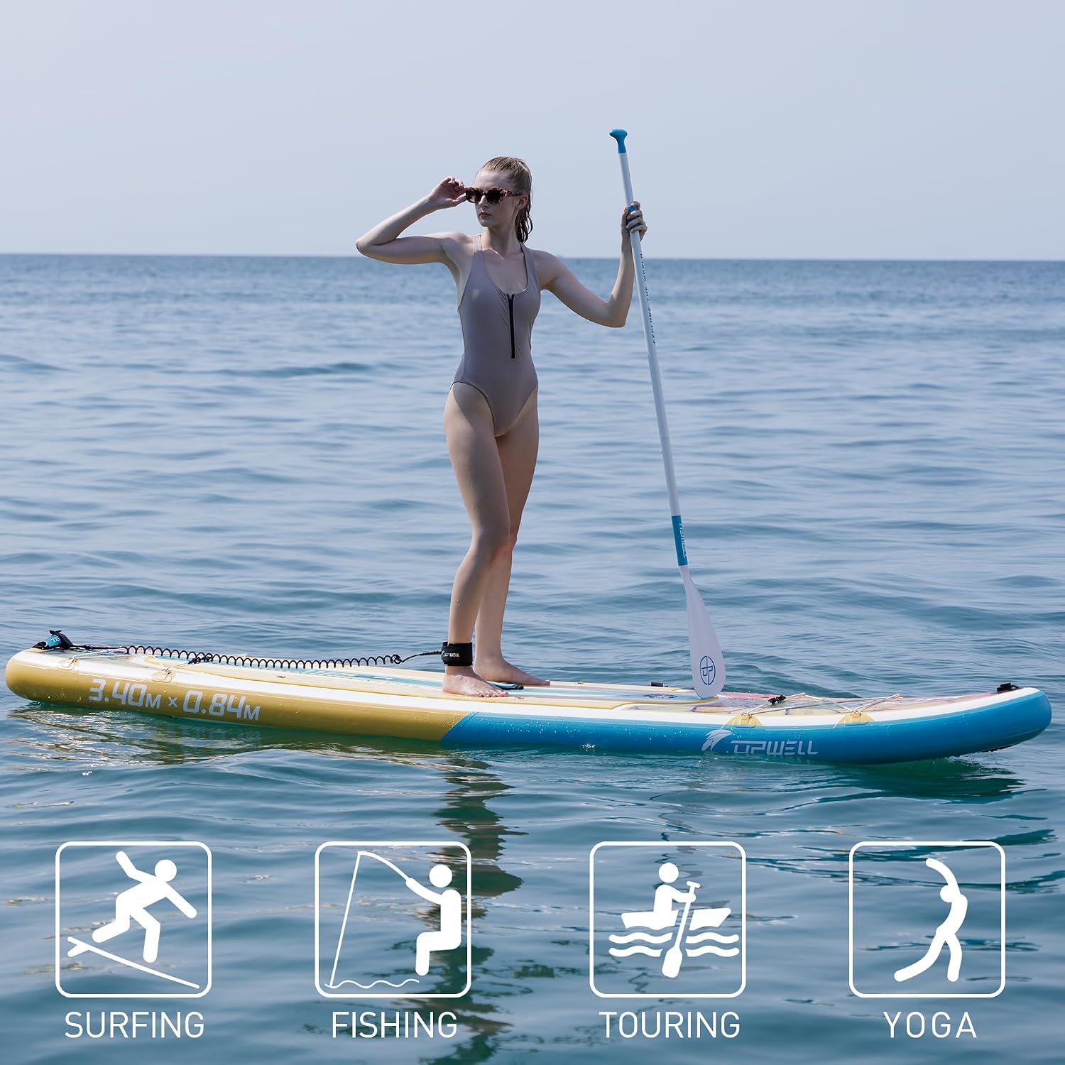 UPWELL 11'6'/11'2'/11'/10'8'/10'6'/10'2' Inflatable Stand Up Paddle Board with sup Accessories Including Backpack, Repairing Kits, Non-Slip Deck, Leash, 3 Fins, Paddle and Hand Pump