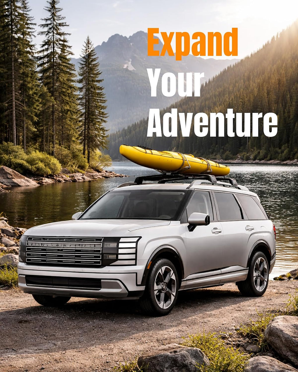 Upgraded Roof Rack Cross Bars Fit for 2026 Hyundai Palisade, Lockable Crossbars Luggage Cargo Carrier, Rooftop Accessories for Bike Kayak Skis Surfboard Canoe