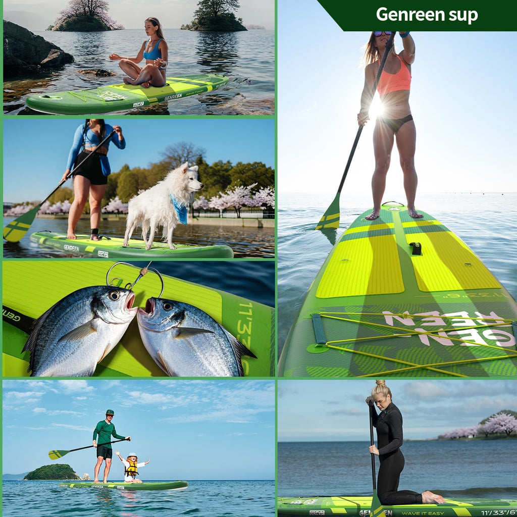 Paddle Board Stand up Paddle Board (Extra Large 11'*33/34') Newly Improved 2 Side Layers 450LBS Quality Inspection×5 (All-Season for JP customers) paddleboards Fishing Family Pet Friendly