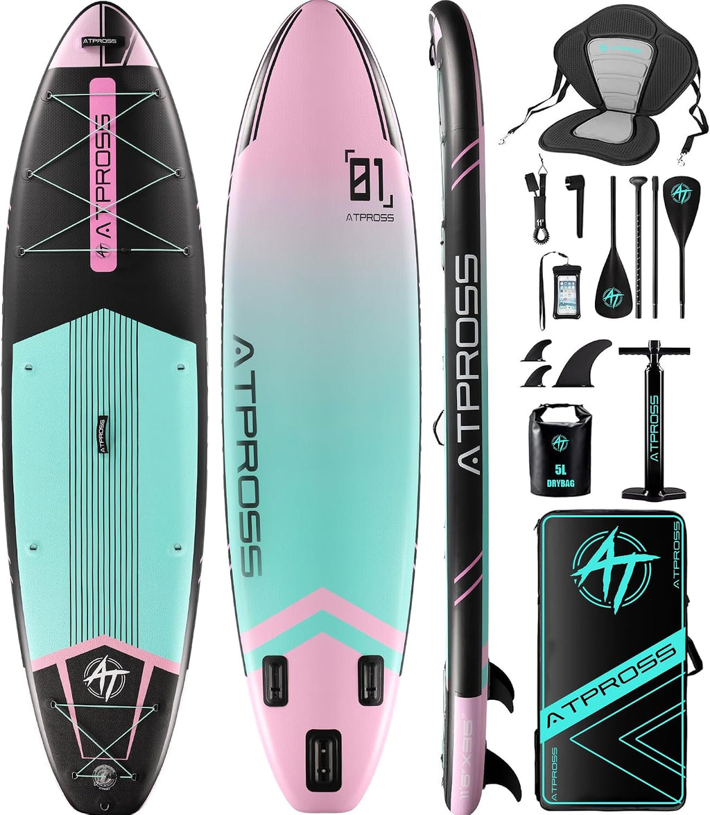 11'6'x35' Inflatable Paddle Board, 450lbs Extra Wide Stand Up Paddleboard for Adults with Premium SUP Accessories Kit & Backpack, Blow Up Kayak Non-Slip Stable Deck Boat for Yoga Fishing Surf