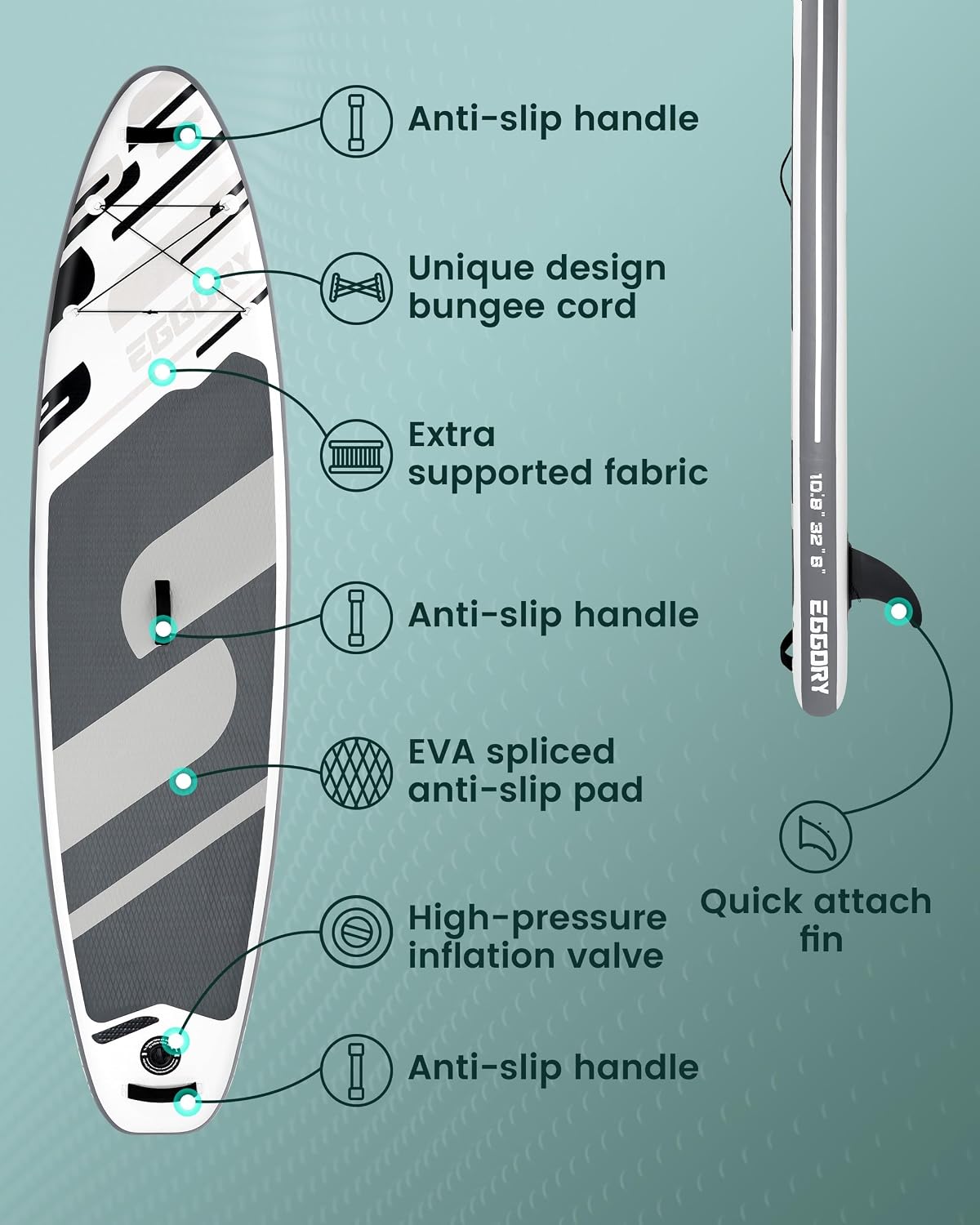 Inflatable Paddle Board,Stand Up Paddle Board Set, Extra Wide SUP Board with Removable Fin, Floating Paddle, Hand Pump, Waterproof Phone Pouch,Traveling Board