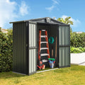 Domi Outdoor Storage Shed 5.7' x 3', Metal Garden Shed with Galvanized Steel Frame for Bike, Tools, Lawn Mowers, Pool Toys, Outdoor Storage Cabinet with Lockable Door for Garden Lawn Patio (Dark Grey)