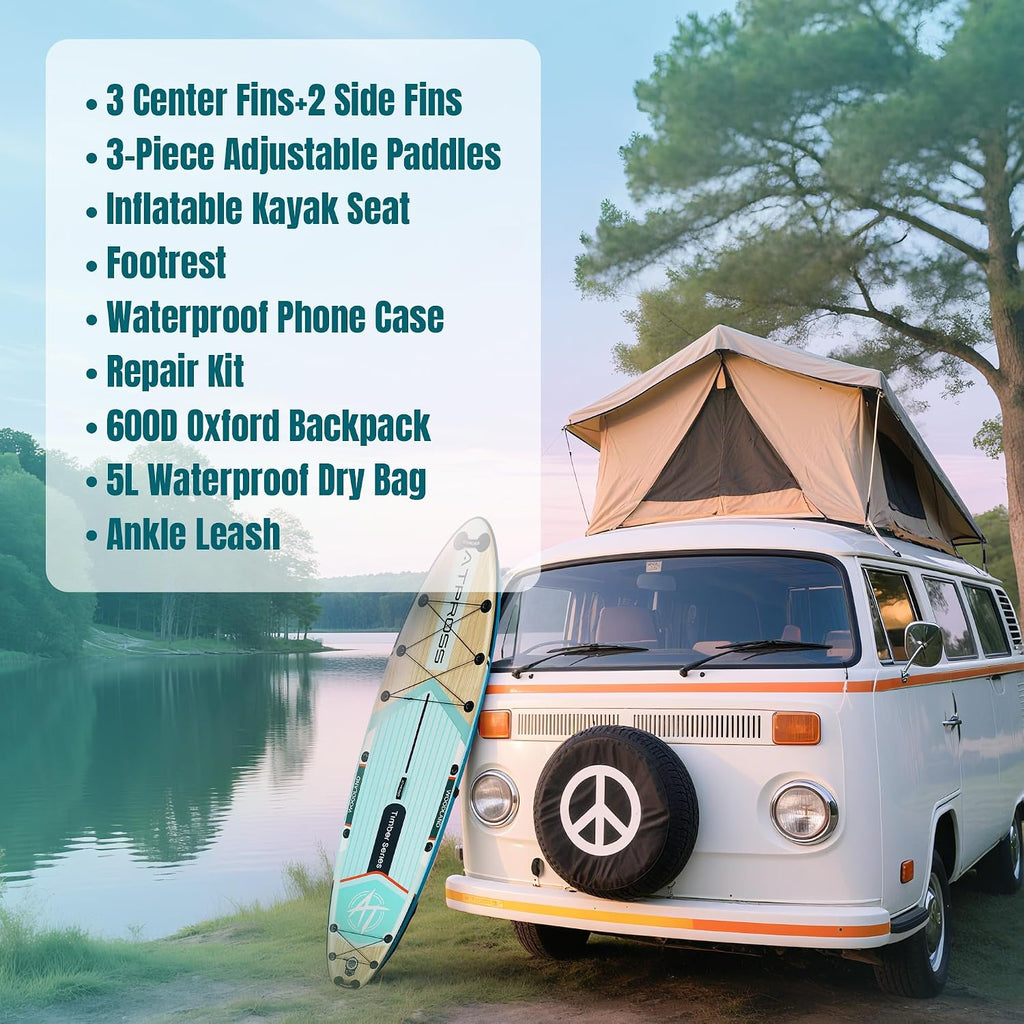 11'6'x35' Inflatable Paddle Board, 450lbs Extra Wide Stand Up Paddleboard for Adults with Premium SUP Accessories Kit & Backpack, Blow Up Kayak Non-Slip Stable Deck Boat for Yoga Fishing Surf