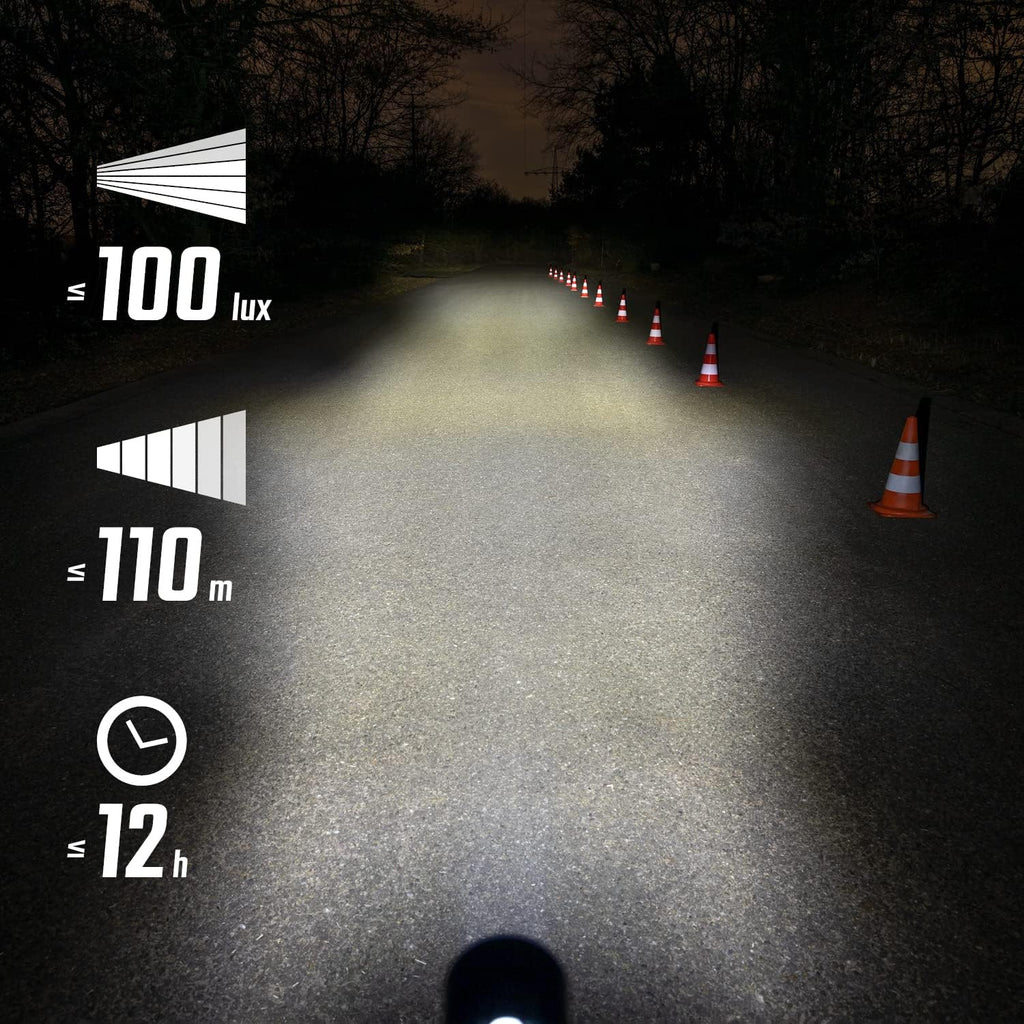 SIGMA Bicycle Light Set Aura 100/Blaze Link (Silicone Holder) Innovative Coupling Function and Automatic Light Adjustment LED Bicycle Light Front with 100 Lux Rear Light with Brake Light Function