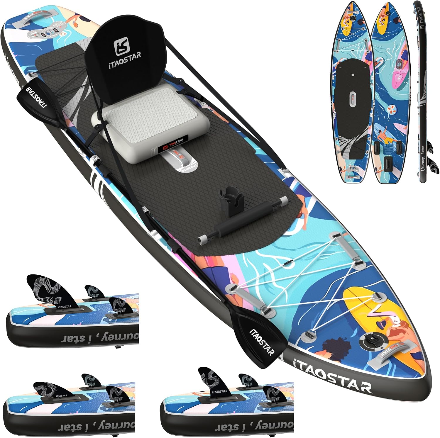 iTAOSTAR Novelty 11'6' x 35' Inflatable Stand Up Paddle Board with Seat- Stable SUP Board for Adults - Portable Paddleboard for Yoga, Surfing, Fishing - Includes Full Accessories Kit