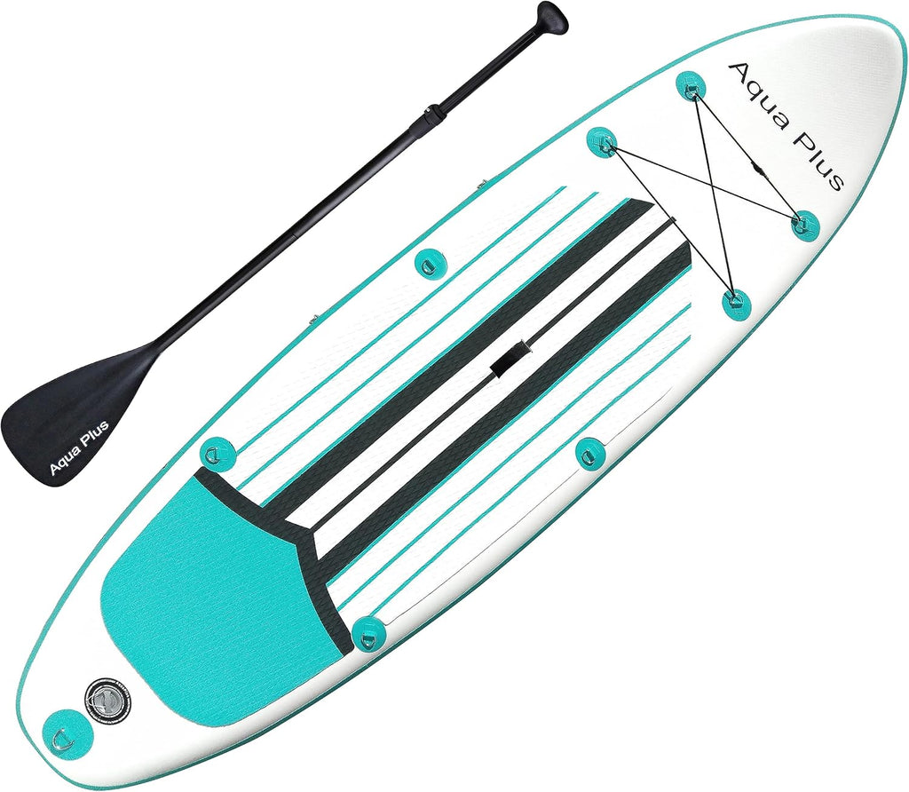 Aqua Plus 6inches Thick Inflatable SUP for All Skill Levels Stand Up Paddle Board,Paddle,Pump,ISUP Travel Backpack, Leash,Shoulder Strap,Youth,Adult Inflatable Paddle Board