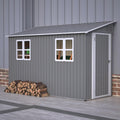 4x10 Ft Outdoor Metal Shed, Heavy-Duty Storage Shed with Floor Kit for Tools and Bikes, Lean to Shed with Left/Right Door and 2 Windows