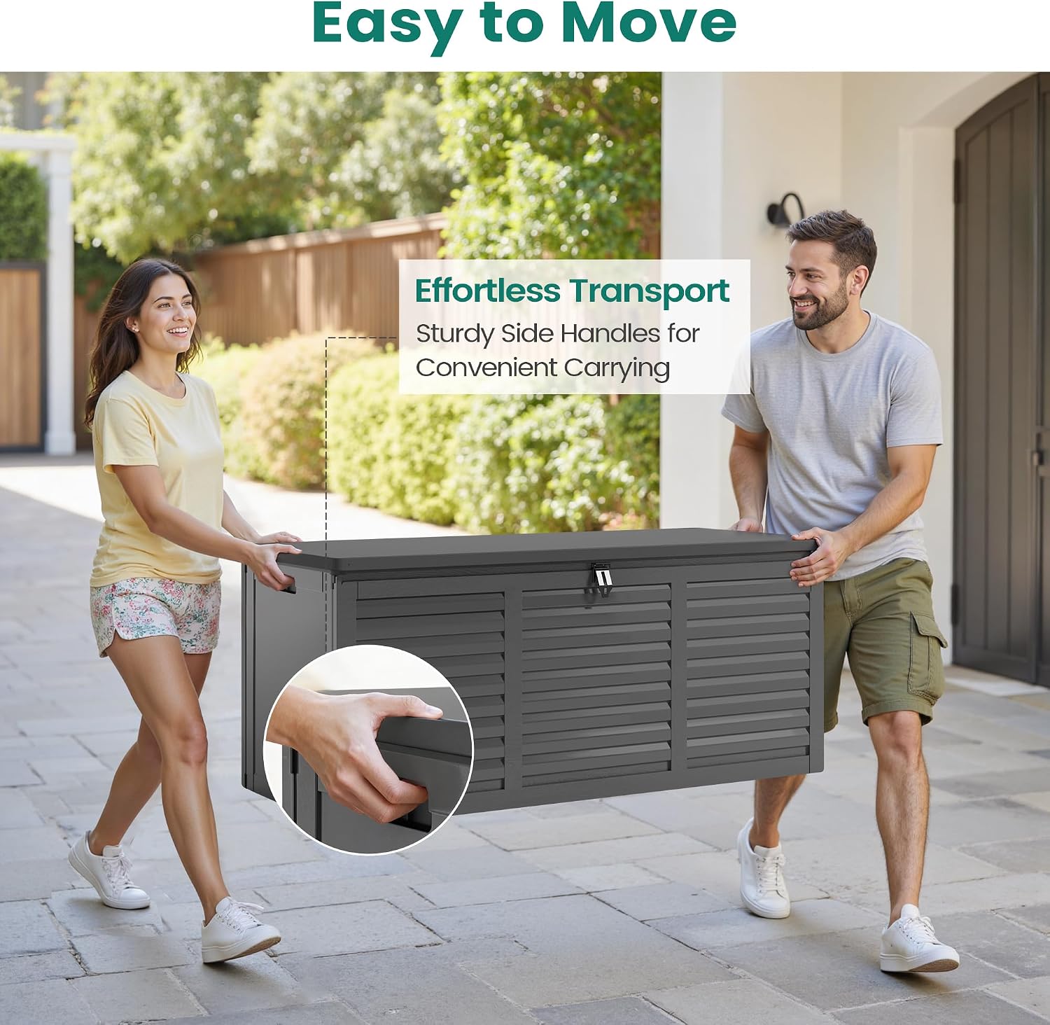 Resin Deck Box 130 Gallon, Lockable & Waterproof Outdoor Storage, UV-Resistant Patio Box for Cushions, Tools, and Outdoor Accessories (Black)