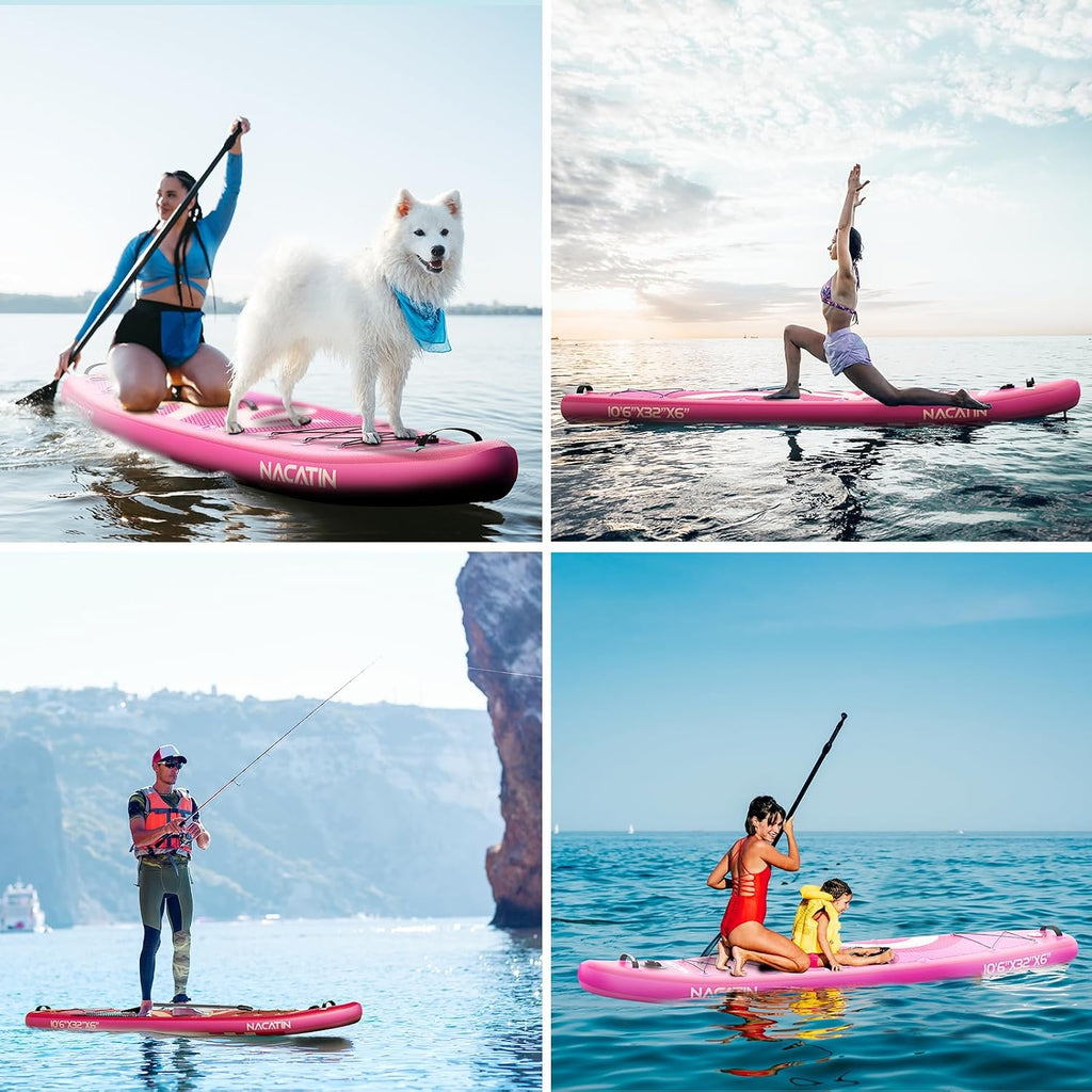 NACATIN Inflatable Stand Up Paddle Board,10'6'Upgrade Version Blow Up Paddle Boards for Adults with Premium SUP Accessories& Backpack,Adjustable Paddle,Camera Mount,Hand Pump, for Lake, River, Yoga
