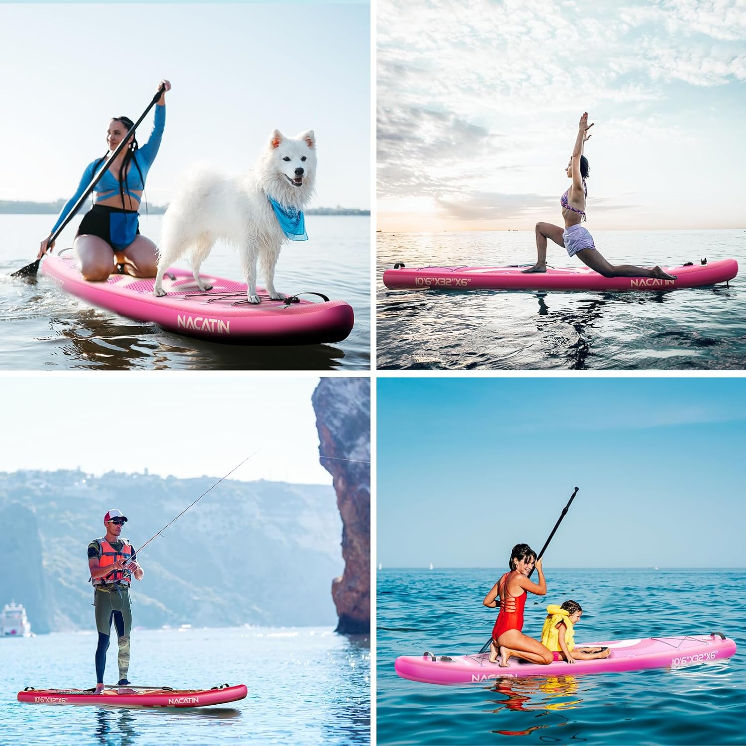 NACATIN Inflatable Stand Up Paddle Board,10'6'Upgrade Version Blow Up Paddle Boards for Adults with Premium SUP Accessories& Backpack,Adjustable Paddle,Camera Mount,Hand Pump, for Lake, River, Yoga