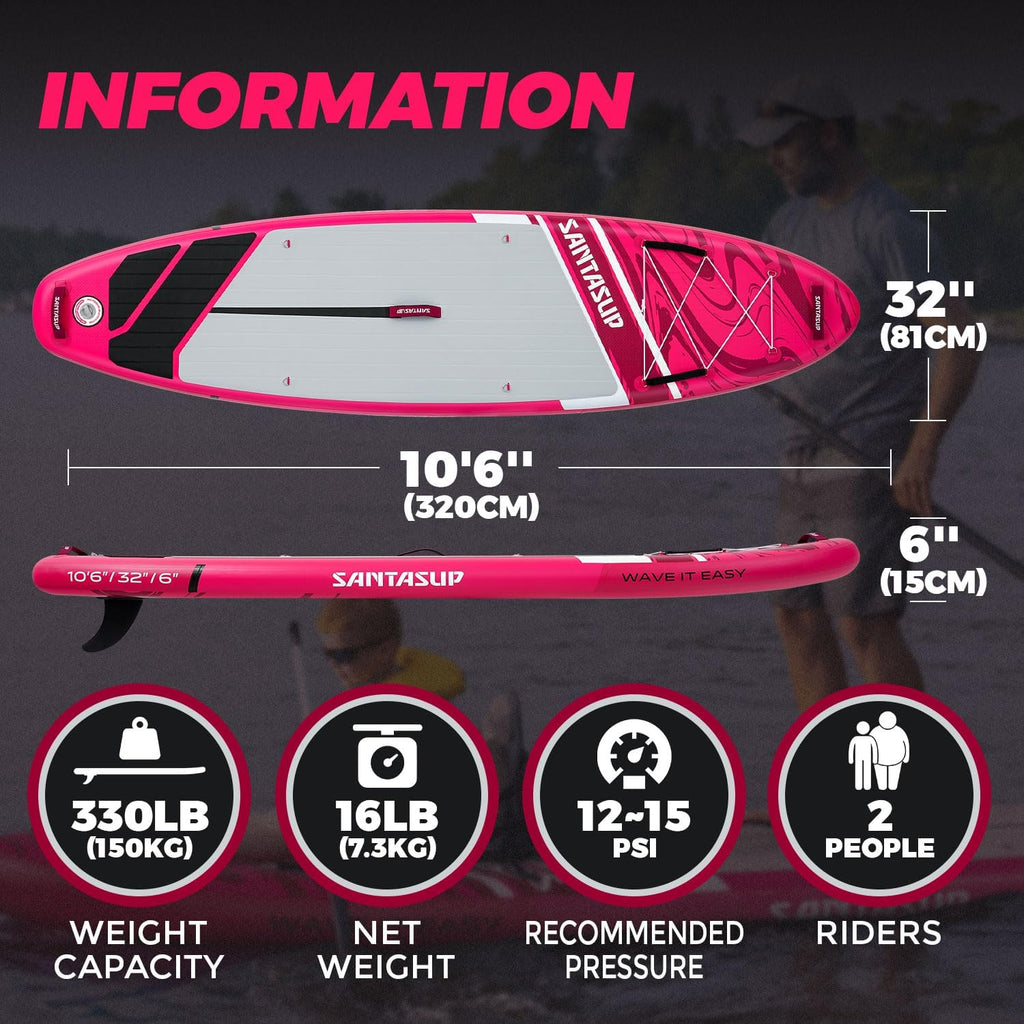 Inflatable Stand Up Paddle Board with SUP Accessories, Anti-Slip EVA Deck, 10'6'/11' Wide Stance Board, Sup Board for Adults & Youth of All Skill Levels Backpack