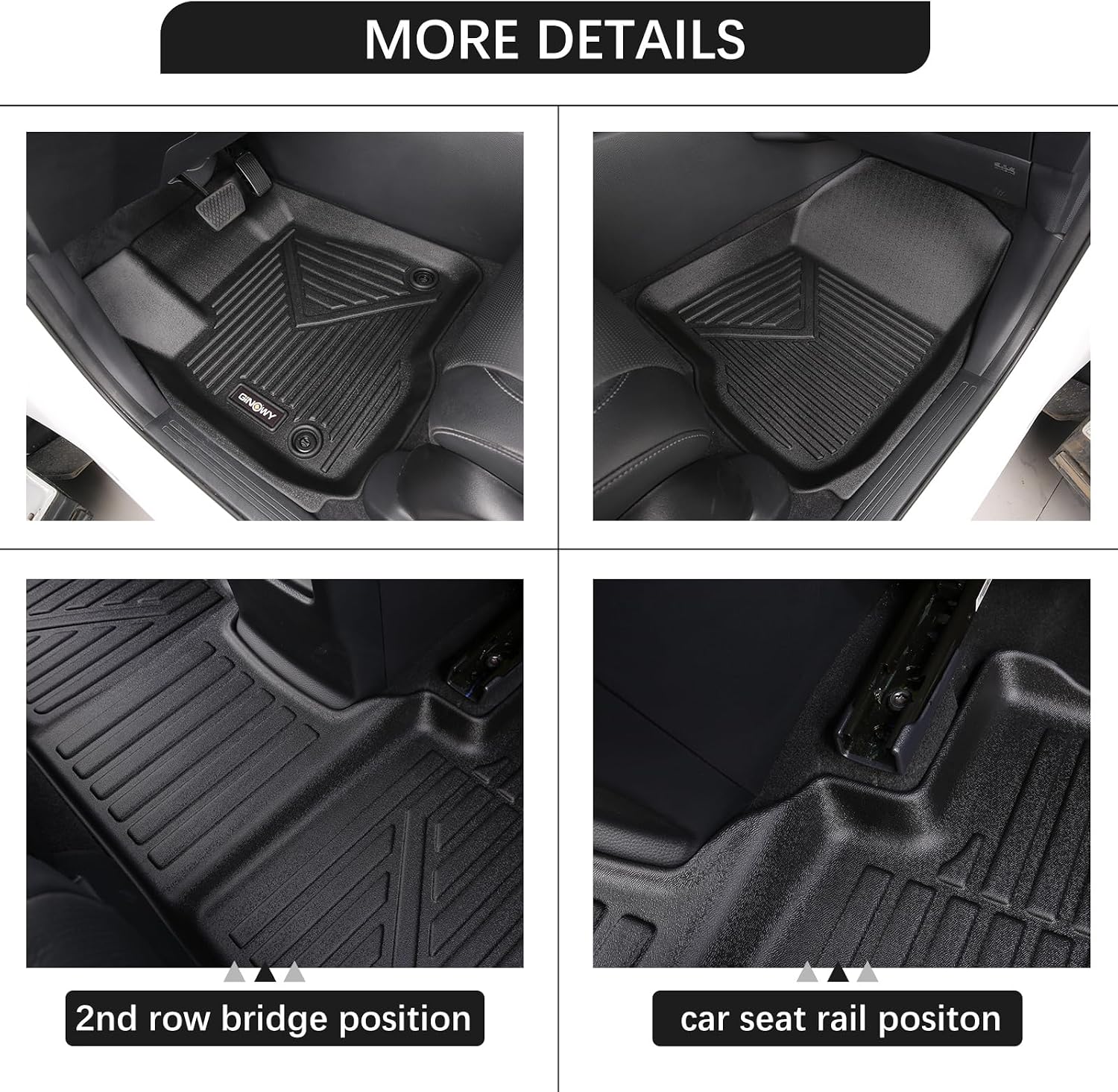 GINOWY-Floor Mats & Cargo Liner for Ford Escape Hybrid 2020-2026 (Include Plug in Hybrid) 丨TPE All Weather Mats Custom Fit Floor Liners Eacape Hybrid Mats Cargo Trunk Mat Escape Hybrid Accessories