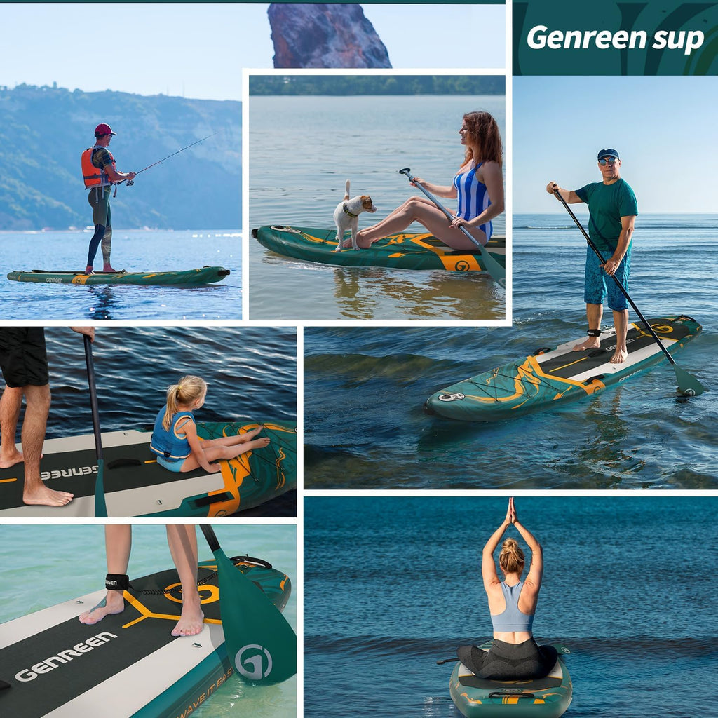 Paddle Board Stand up Paddle Board (Extra Large 11'*33/34') Newly Improved 2 Side Layers 450LBS Quality Inspection×5 (All-Season for JP customers) paddleboards Fishing Family Pet Friendly