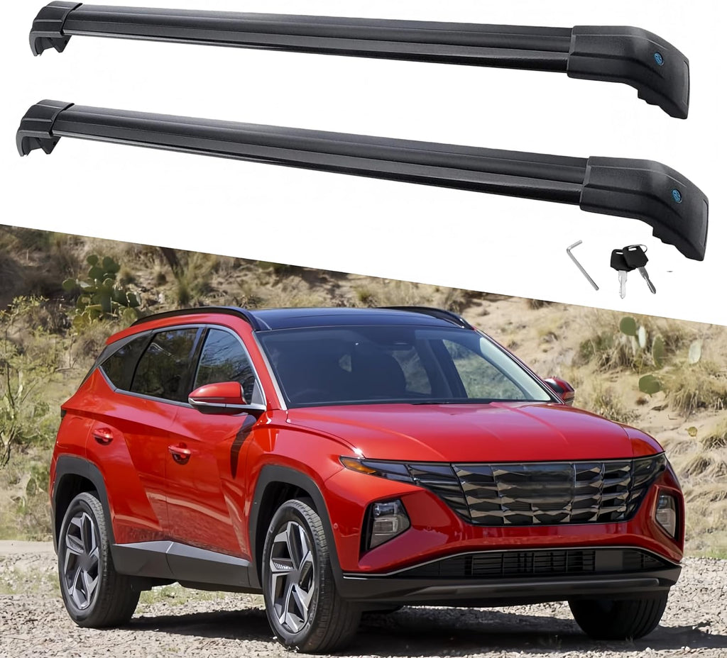 Black Crossbar Fits for Hyundai Tucson 2022 2023 2024 2025 SEL SEL Premium Limited Rooftop Cargo Bars Crossbars Luggage Carrier Cross Bar Aluminum 2PCS