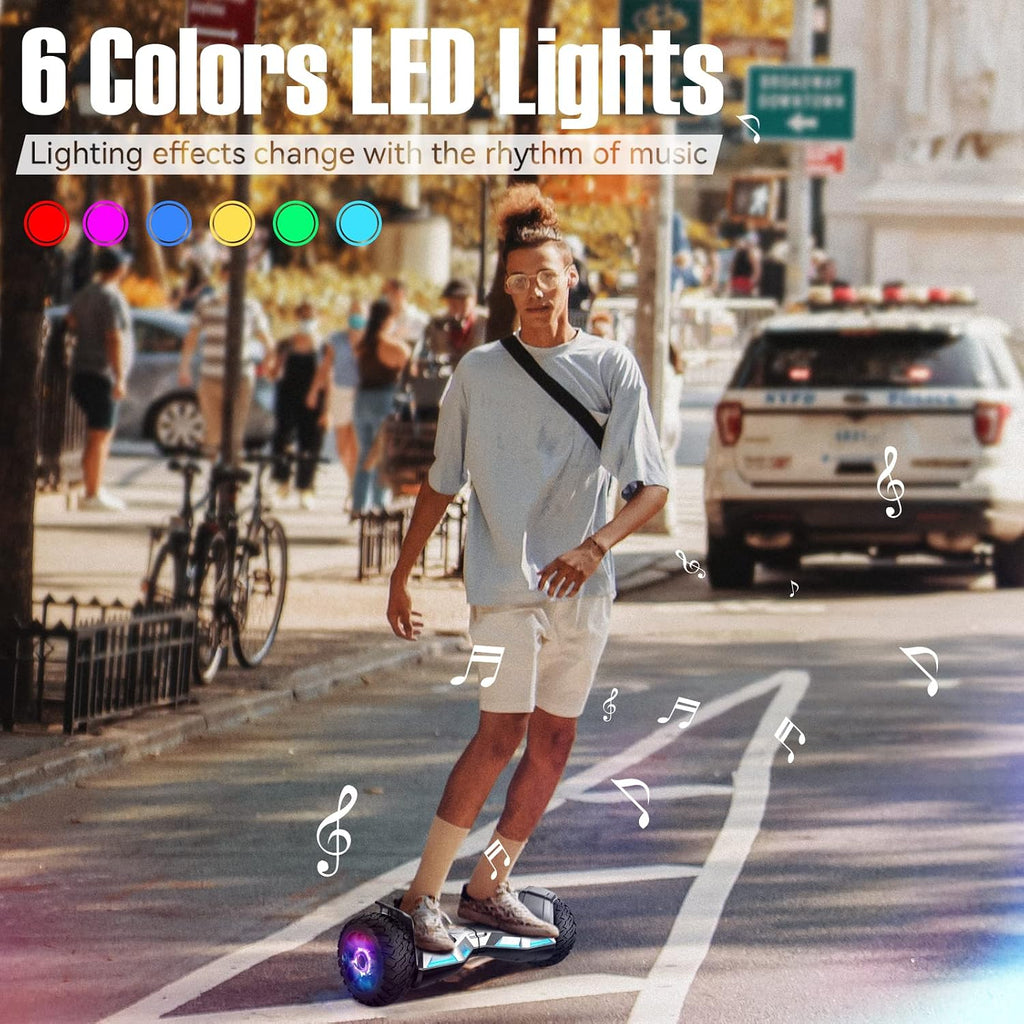 LIEAGLE Hoverboard, 6.5' Self Balancing Scooter Hover Board with Bluetooth Wheels LED Lights for Kids Adults