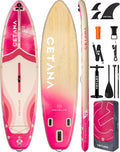 CETANA 11'6×35' Extra Wide Inflatable Paddle Board,Stand Up Paddle Board for Beginner,450lb Capacity SUP for Family with Safety Leash,3 Removable Fins,Dual-Action Pump& Floating Paddle
