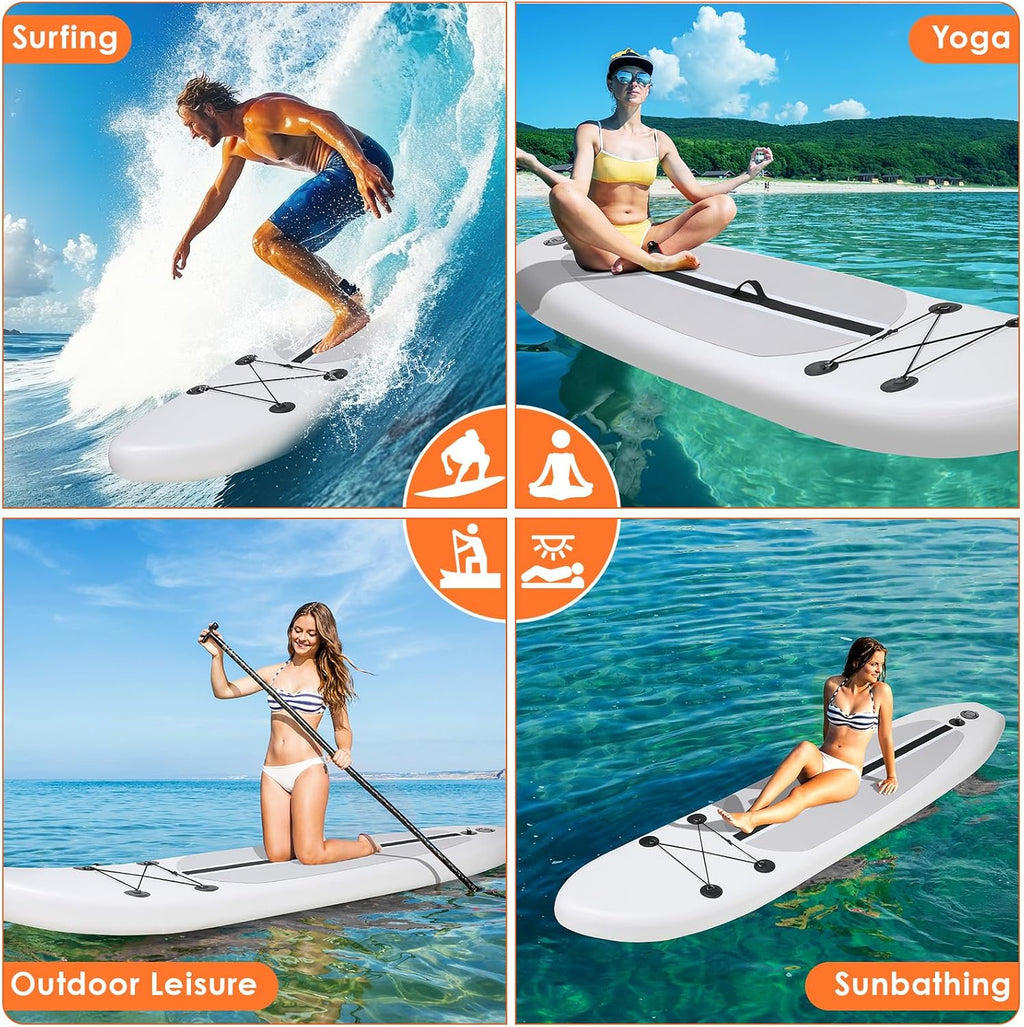 Clevich 10FT Stand Up Paddle Board, Inflatable Paddleboard with SUP Accessories & Carry Bag, Paddle, Hand Pump, Non-Slip Deck, Repair Kit,Leash, 400LBS
