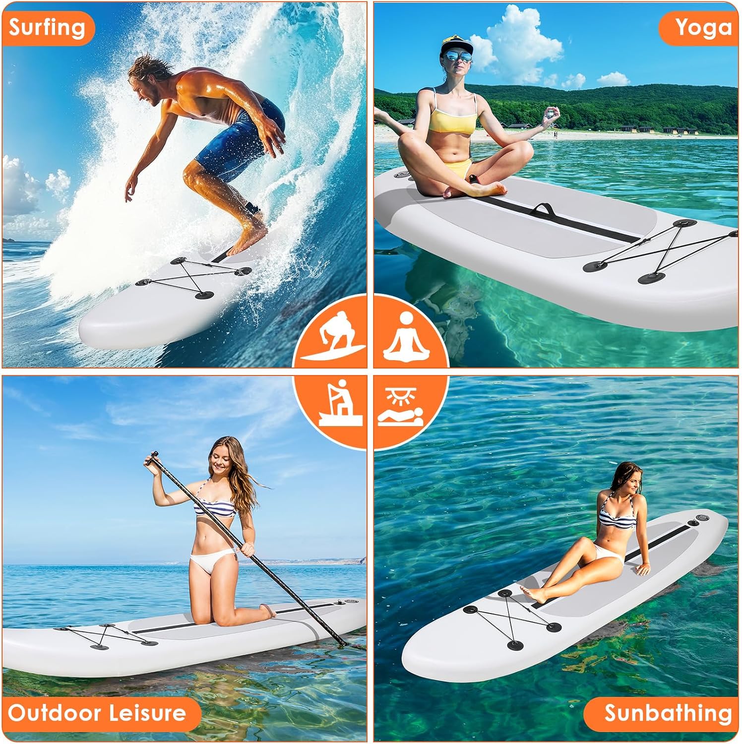Clevich 10FT Stand Up Paddle Board, Inflatable Paddleboard with SUP Accessories & Carry Bag, Paddle, Hand Pump, Non-Slip Deck, Repair Kit,Leash, 400LBS