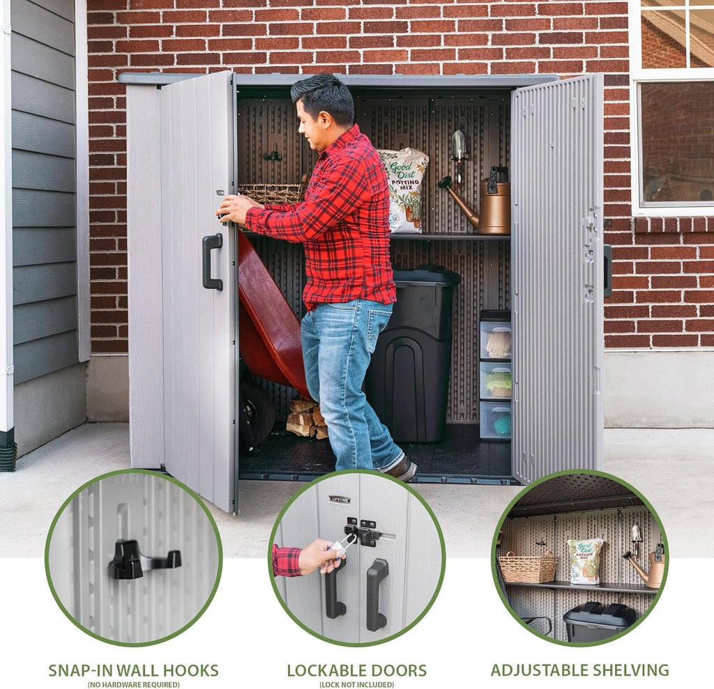 Lifetime Outdoor Utility Storage Shed with Double Wall Steel-Reinforced Construction, 6.3 x 3.6 FT