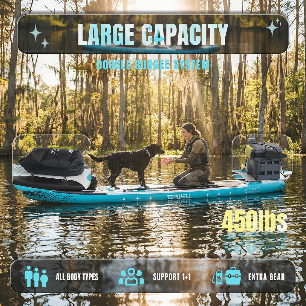 UPWELL 10'6'/11'/11'6' Inflatable Paddle Board, Stand Up Paddlboard for Youth & Adults, Stable Design, Premium SUP Accessories, Backpack, Leash, Hand Pump, Fins