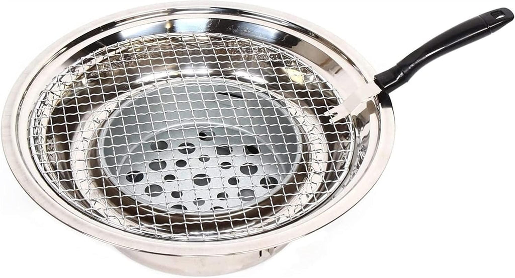 Portable Table Grill, Korean Style BBQ Grill, Stainless Steel BBQ Grill Stove Outdoor Camping Cooker, Charcoal Grill BBQ, Round Barbecue Grill, Indoor&Outdoor Grill BBQ,15.75inch