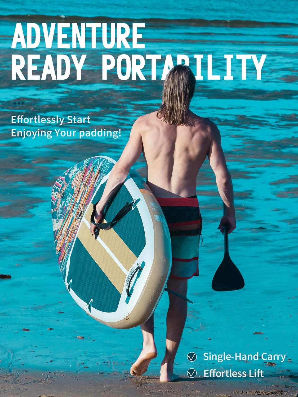 10'6'' Inflatable Stand Up Paddle Board (SUP) for Adults and Youth with Non-Slip Deck – Complete Accessories Kit, for Fishing, Yoga, Fitness & Family Fun