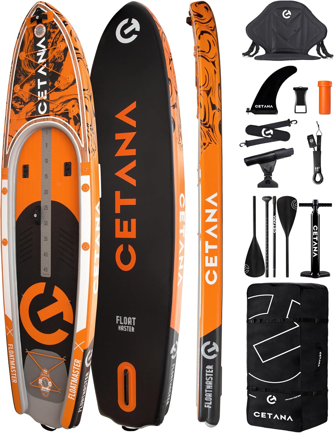 CETANA 11'6×35' Extra Wide Stand Up Paddle Board for Adults & Youth, 400lb Capacity Inflatable Paddle Board, Sup for 2+1 Person with Removable US Fin, 100L Backpack, Floating Paddle, Safety Leash