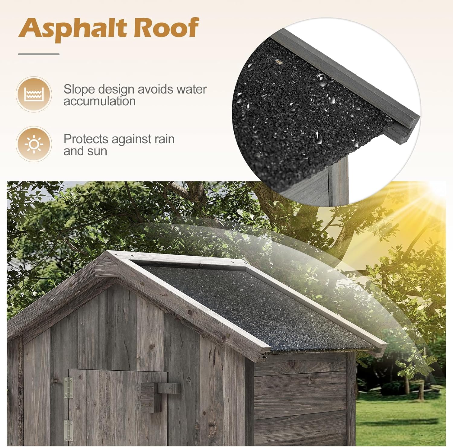 Goplus All-in-One Storage Shed, 70' Tall Wooden Lockable Cabinet w/Foldable Work Table, Vertical Utility Tool Organizer w/Shelves & Hooks, Waterproof Garden Shed for Patio Backyard (Gray)