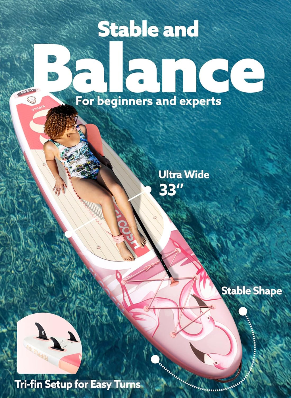 SLOOSH Inflatable Stand Up Paddle Board, 10'6' Paddle Boards with Premium Accessories, Non-Slip EVA Deck, Ultra-Light Carry Bag Pump, Ripple SUP for Youth & Adults of All Skill Levels