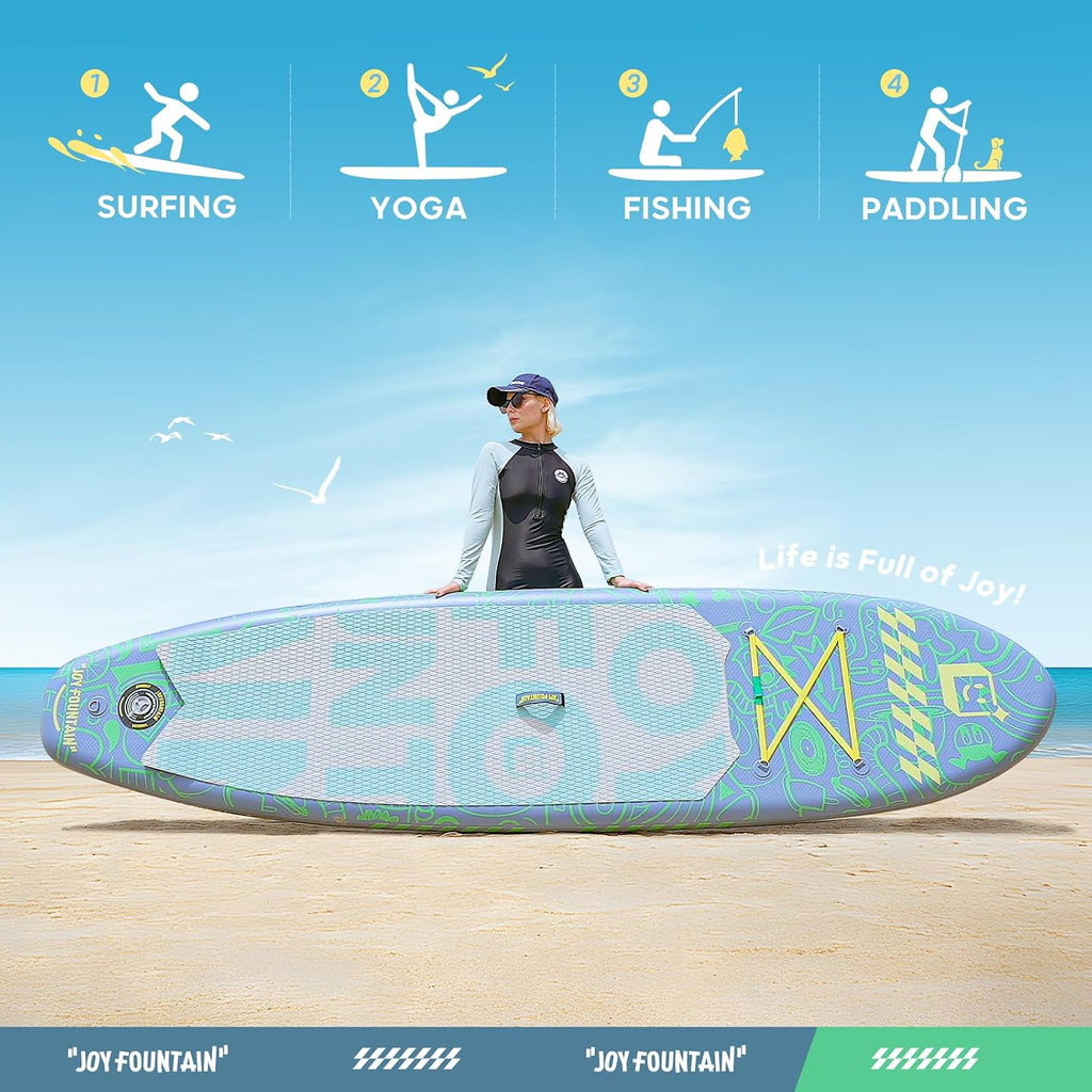Inflatable Paddle Board,10.8'x31.5'x6' Stand Up Paddle Boards,Premium SUP Board Paddle with Removable Fin, Floating Paddle, Hand Pump, Waterproof Bag for Adults & Youth