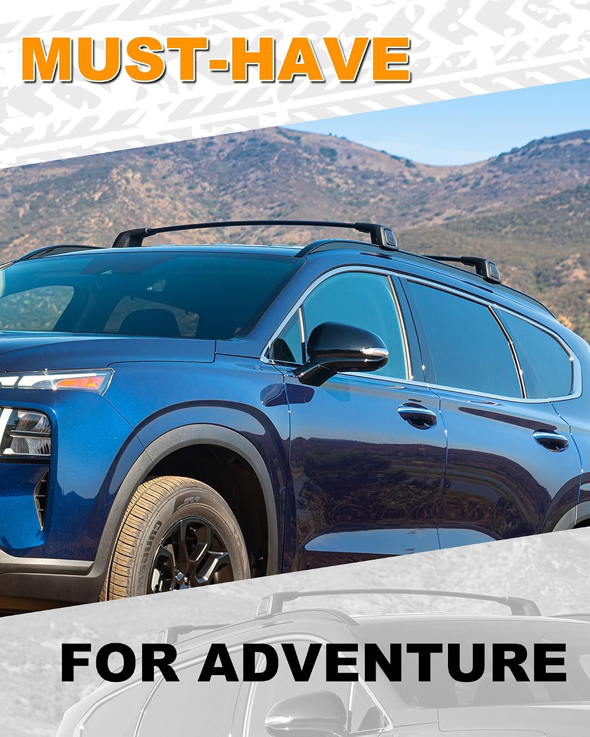 Upgraded Crossbar Fit for Hyundai Santa Fe 2019-2023 Anti-Theft Roof Rack Rail Cross Bars for Luggage Kayak Ski Bike Snowboard Skiboard Cargo Carrier 165lbs Capacity