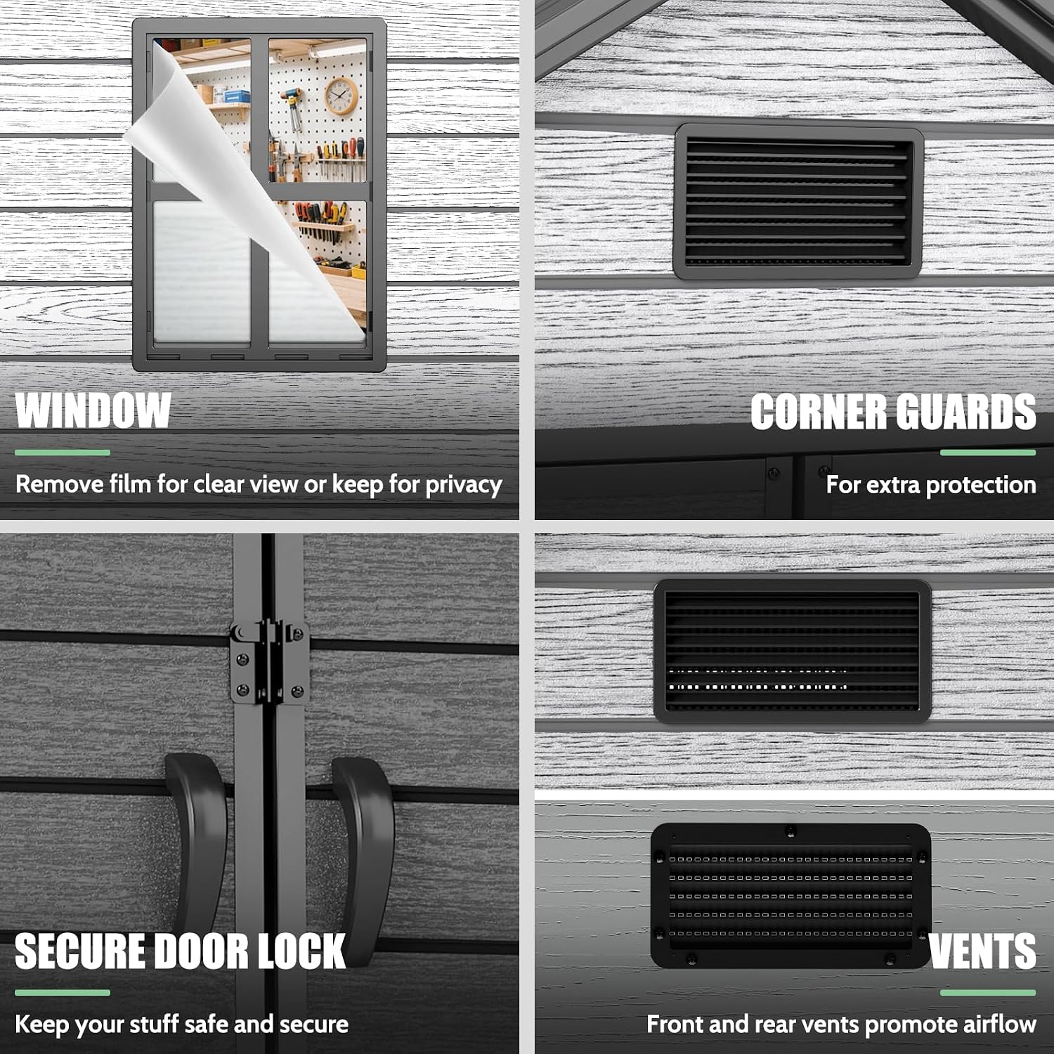 EHHLY Outdoor Storage Shed 6x4.4 FT, Resin Shed with Floor, Window & Vents, Waterproof Plastic Shed with Lockable Door for Backyard, Patio, Lawn, Gray