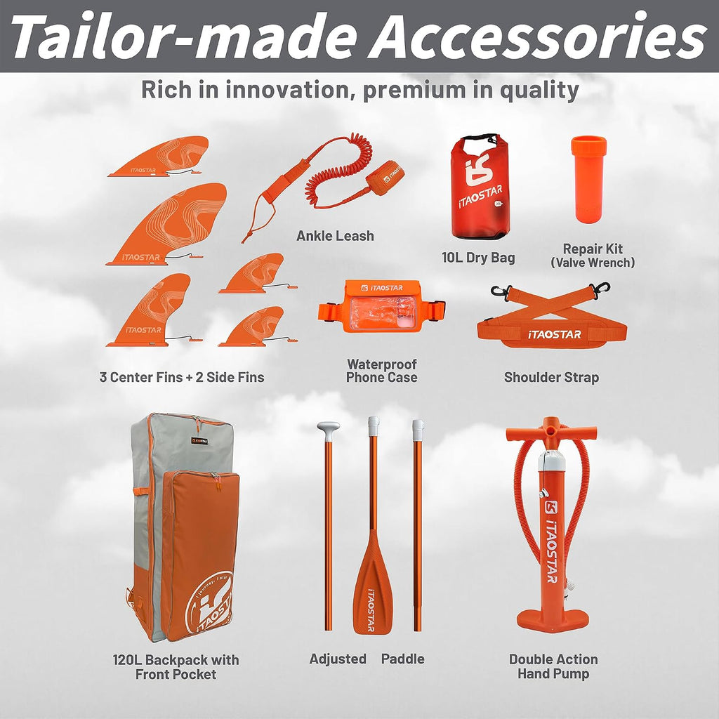 iTAOSTAR Pets 8'×29' / 11'×35' / 11'6'×34'/11'×34' Inflatable Paddle Board, One-Stop Premium SUP Accessories, Extra Wide Paddle Board for More Balance, Tailored Fins for More Fun
