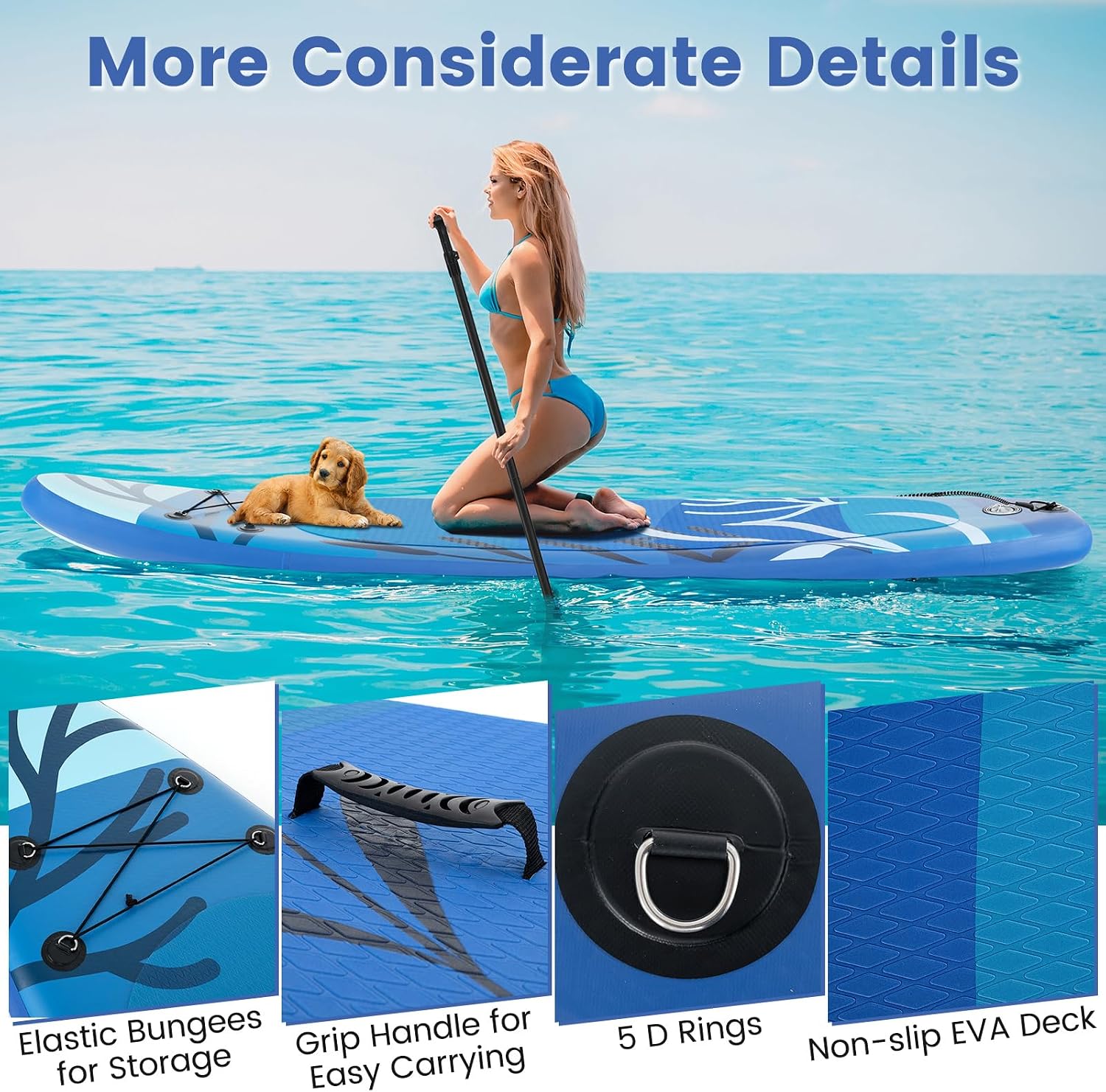 GYMAX Paddle Board, Inflatable Stand Up Paddle Board with SUP Accessories, Removable Fin, Paddle, Pump, Leash & Carry Bag, Blow Up Paddle Boards Standing Boat