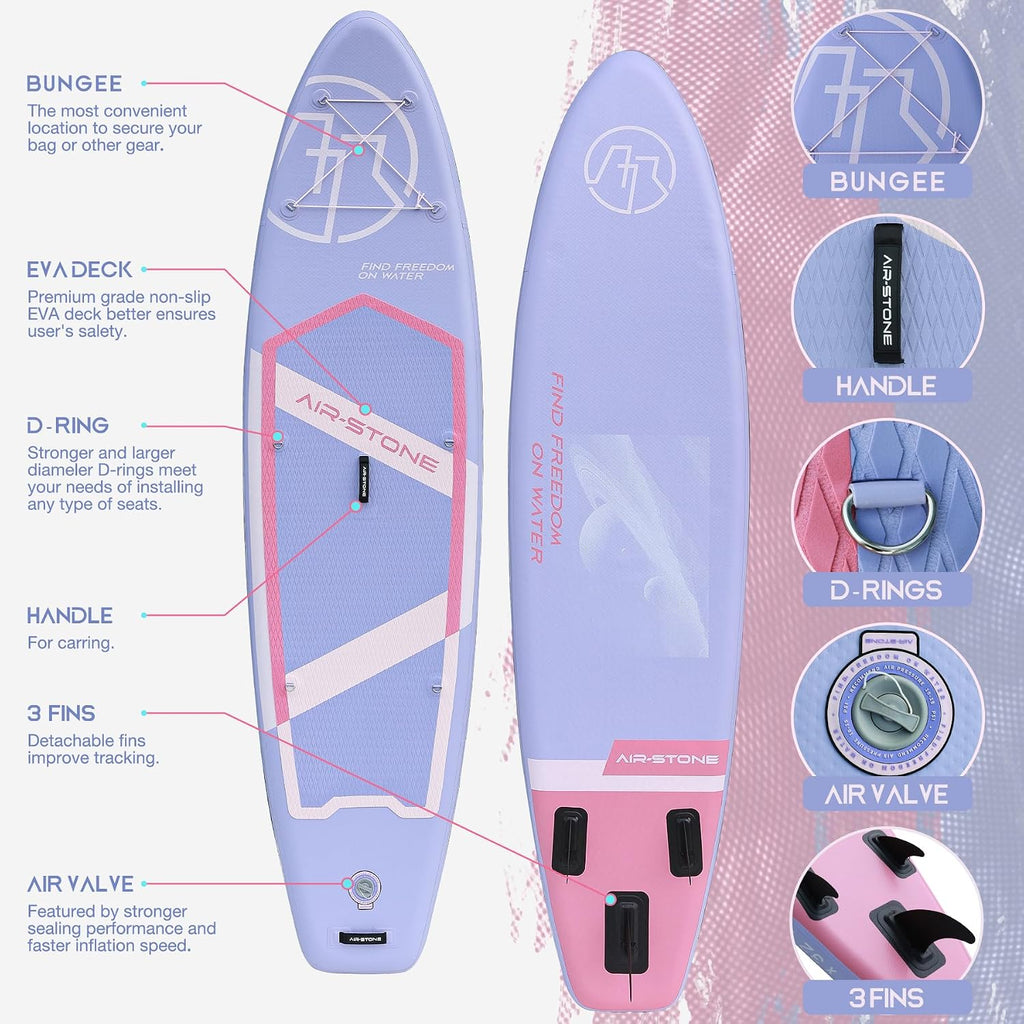 AIR-STONE 10'6' 450 lb Capacity，Inflatable Stand Up Paddle Board with sup Accessories Including Backpack, Repairing Kits, Non-Slip Deck, Leash, 3 Fins, Paddle and Hand Pump