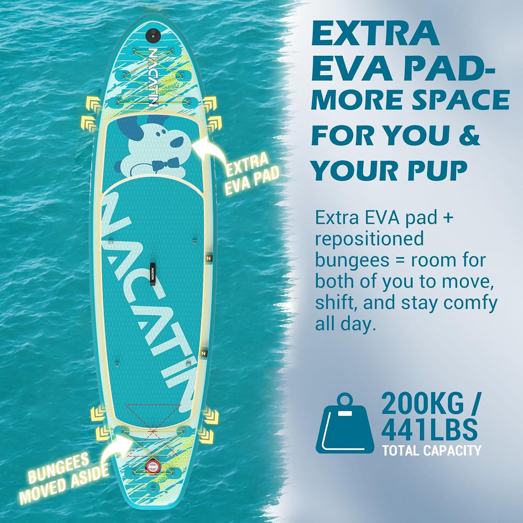 NACATIN Inflatable Stand Up Paddle Board,10'6'Upgrade Version Blow Up Paddle Boards for Adults with Premium SUP Accessories& Backpack,Adjustable Paddle,Camera Mount,Hand Pump, for Lake, River, Yoga