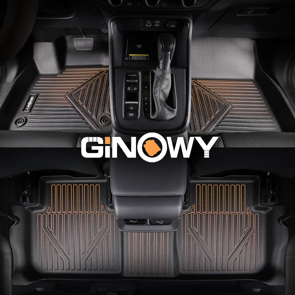 GINOWY-Floor Mats & Cargo Liner Set for Mazda 2024 2025 2026 CX-90 & CX90 PHEV (Fit for 7 & 8 Seats), TPE All Weather Mats Floor Liners Waterproof Trunk Mat Car Accessories CX90