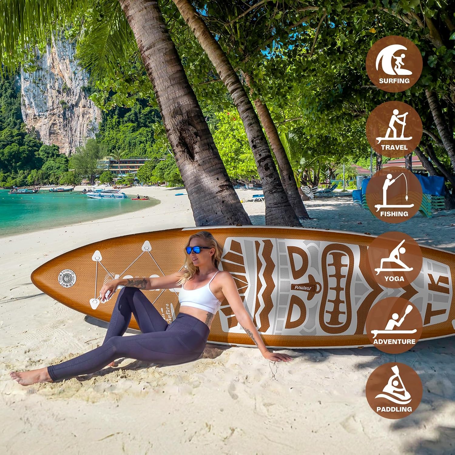 FunWater 8'/10'/10'6'/11'6' Inflatable Stand Up Paddle Board with Premium SUP Paddleboard Accessories, Wide Stable Anti-Slip EVA Deck,Paddle Boards for Adults & Youth of All Skill Levels