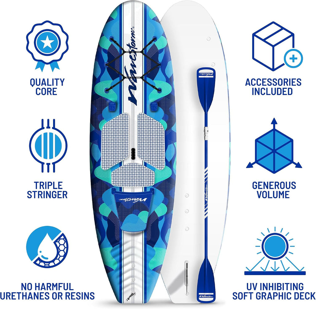 WAVESTORM 9ft6 SUP Kayak Hybrid Stand Up Paddleboard Foam Soft Top SUP for Adults and Kids of All Levels of Paddling Kayak,Blue