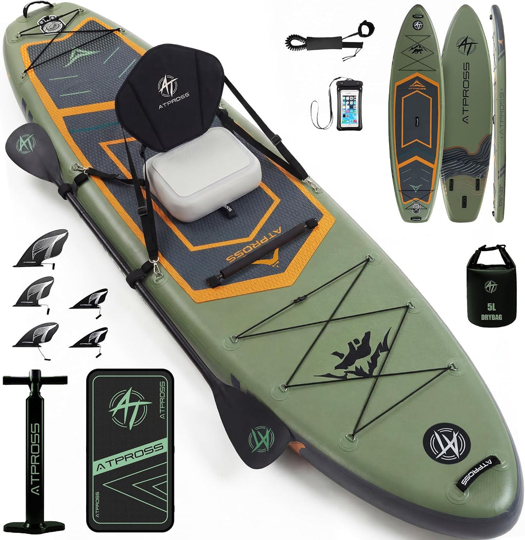 12'x36 Inflatable Paddle Board, 500lbs Extra Wide Stand Up Paddleboard for Adults with Premium SUP Accessories Kit & Backpack, Blow Up Kayak Non-Slip Stable Deck Boat for Yoga Fishing Surf