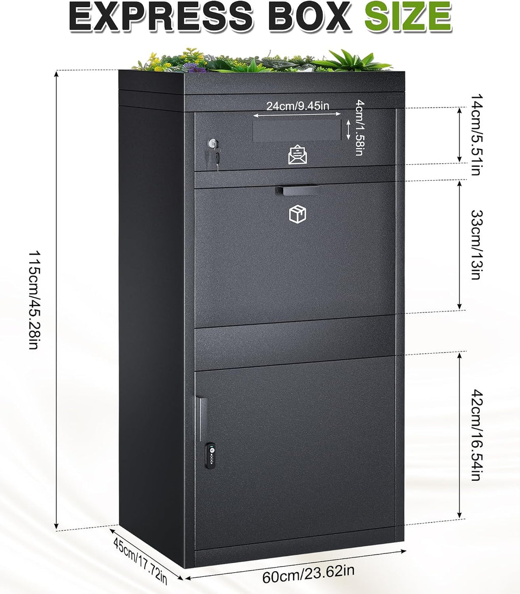 Package Delivery Boxes for Outside, Extra Large Parcel Drop Boxes with Secure Storage, Anti-Theft Galvanized Steel,Waterproof Package Delivery Box for Outdoor Porch (24''L x 18''W x 16''H)