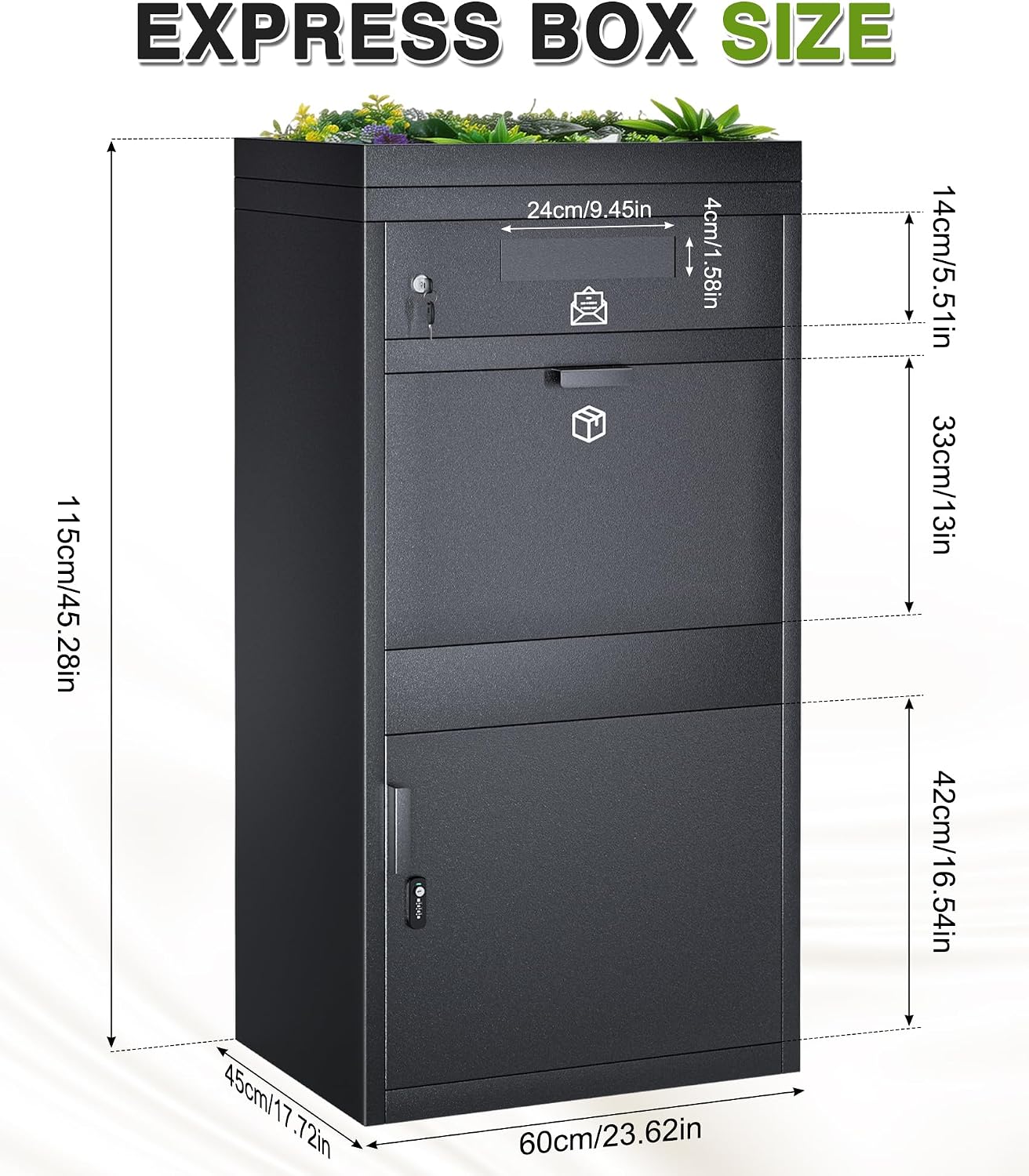 Package Delivery Boxes for Outside, Extra Large Parcel Drop Boxes with Secure Storage, Anti-Theft Galvanized Steel,Waterproof Package Delivery Box for Outdoor Porch (24''L x 18''W x 16''H)