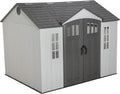 Lifetime 10×8 Ft. Outdoor Storage Shed, Dual‑Wall HDPE with Steel‑Reinforced Structure, Side‑Entry Doors with Windows, Skylight, Screened Vents, Adjustable Shelves, Slip‑Resistant Floor, UV‑Protected
