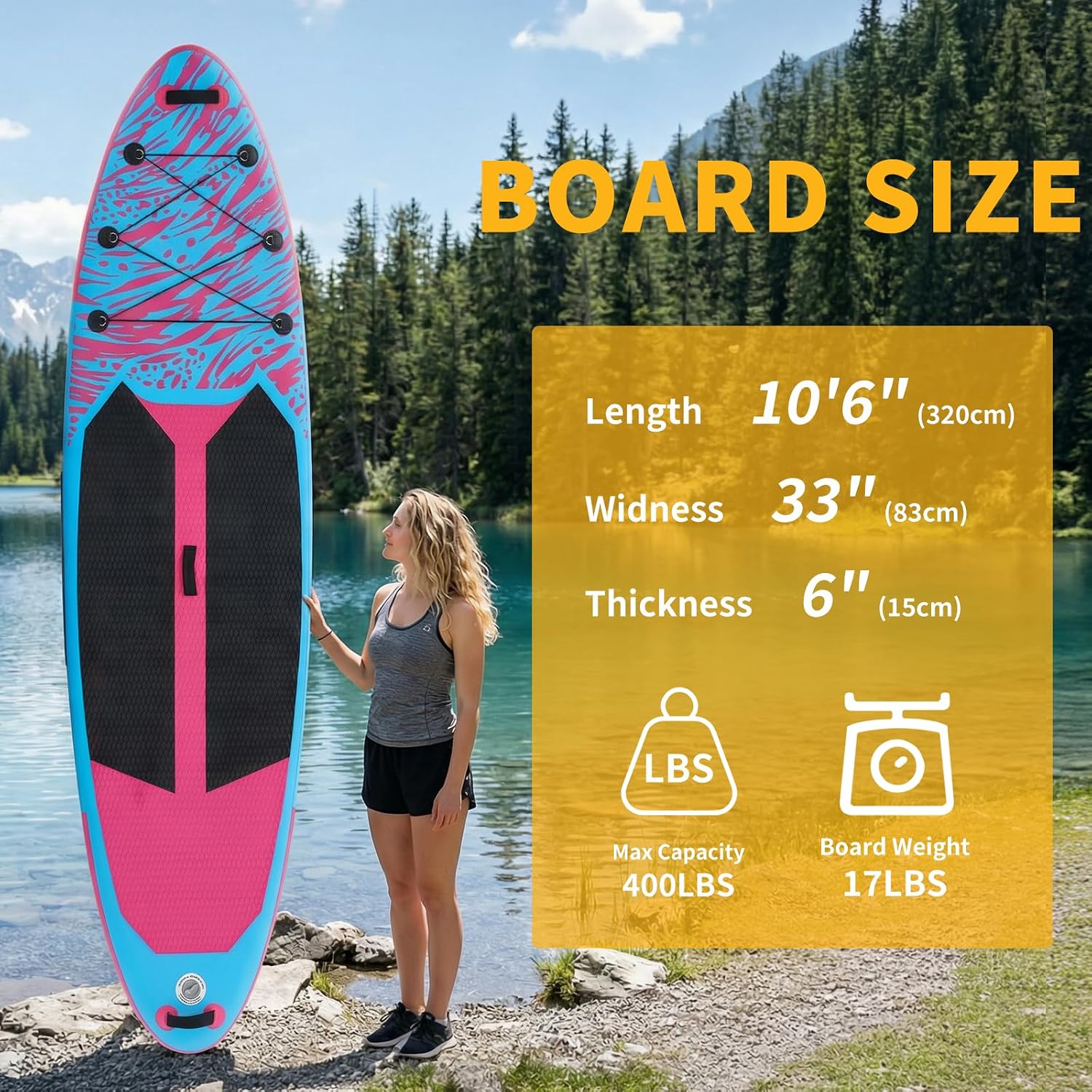 NEWBULIG 33' Inflatable Paddle Board SUP, Stand Up Paddle Board Blow Up with 3 Carry Handles, Non-Slip Deck Pad, Complete Kit with Pump, Leash & Backpack for Beginners/Adults