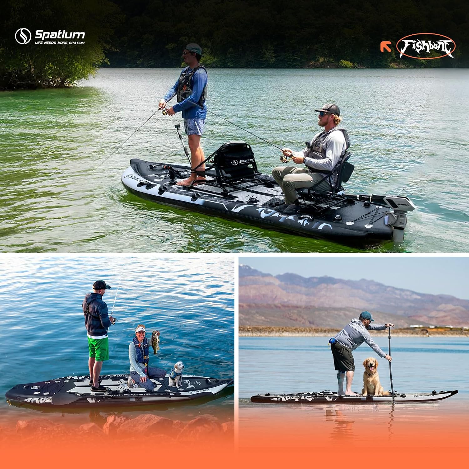 Fishing Paddle Board Triple Chamber Inflatable Stand Up Paddle Board 11'*48'*6',Fishing Kayak withPremium Accessories,Capacity 660 LBS