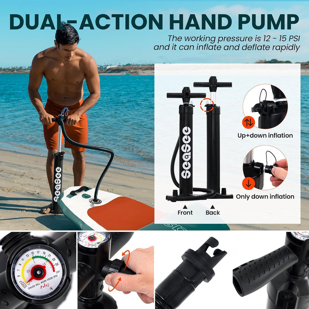 Inflatable Stand Up Paddle Board Includes Paddle, Dual Action Pump, and Accessories 11ft Lightweight iSUP, 33'*6' Wide Stable Design, Anti-Slip EVA Deck, Paddle Board for Adults